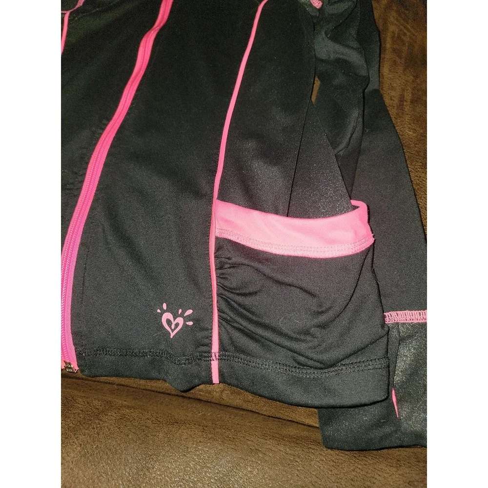 Justice track suit‎ black and pink zip up jacket and pants size 10